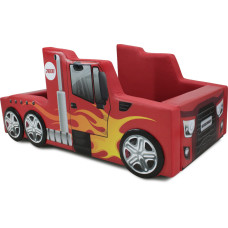 Cama Infantil Hot Truck com rodas sobrepostas - cor vermelha